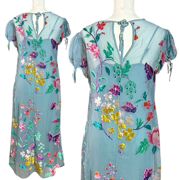 Free People Secret Garden Maxi Dress Size Small NWT Velvet Devore Fairy Sheer - Picture 7 of 16